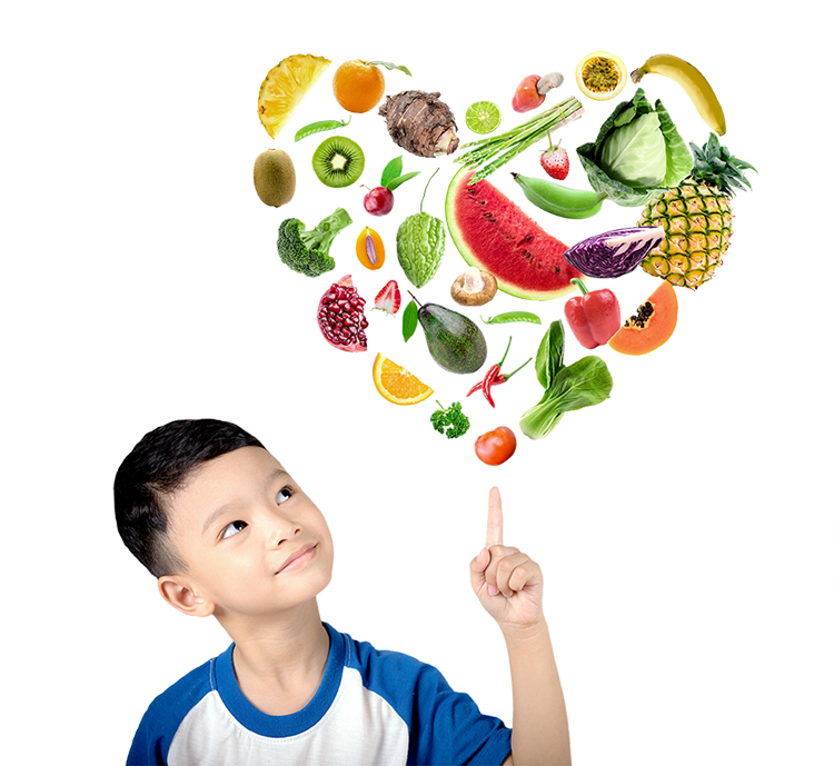 kid with nutrition love
