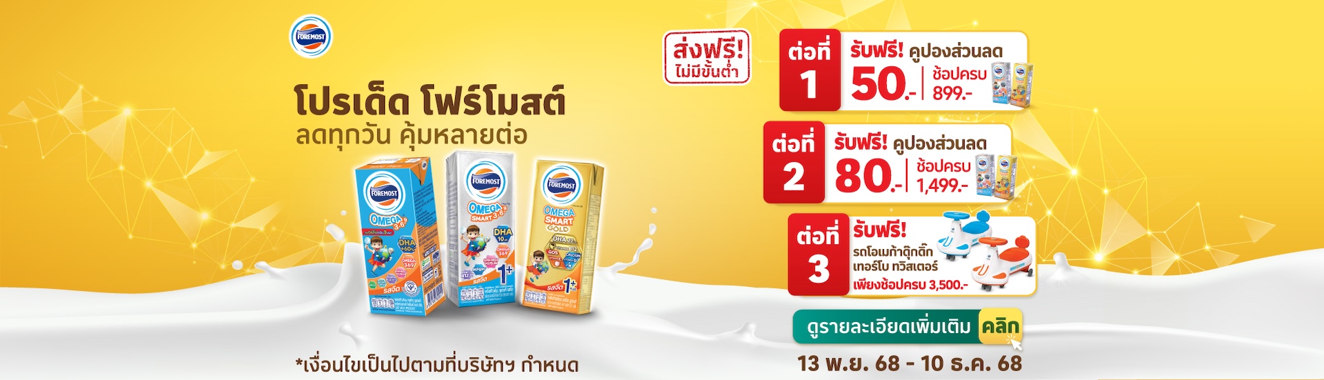 ประกาศรายชื่อ "โปรเด็ด โฟร์โมสต์ ลดทุกวัน คุ้มหลายต่อ"