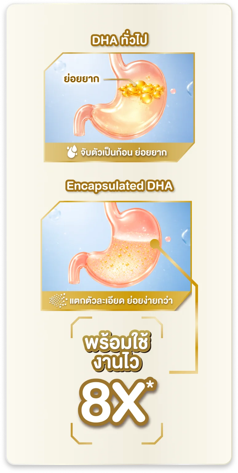 The breakdown of DHA in the stomach.
